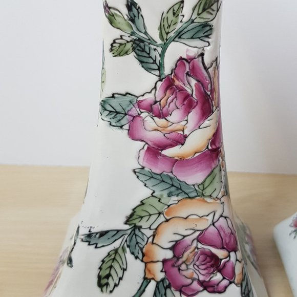 Vintage Hand Painted Floral Candlestick Holders - Picture 11 of 12